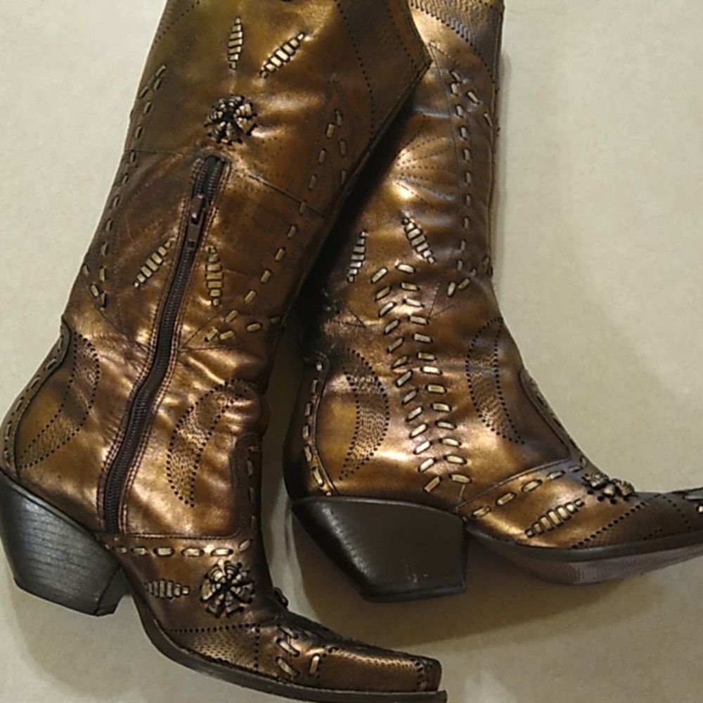 BCBGirls Vintage Metallic Cowboy Boots
